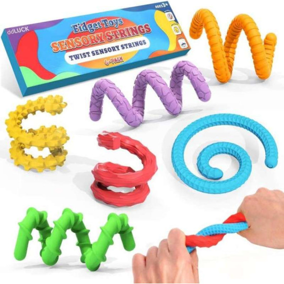 Fidget Toys Silicone Sensory Sticks, Textured Calming Sensory Toys for Autistic Children, Anxiety Relief Autism Toys, Travel Toys for Kids and Adults Ages 3+