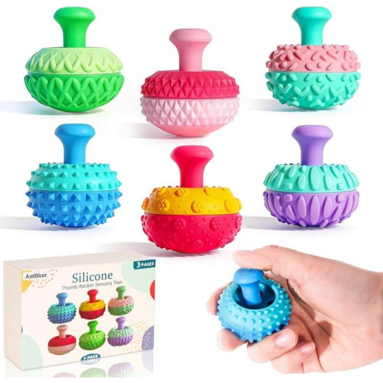 Thumb Joystick Sensory Fidget Toy, Textured Silicone Stress Relief Gadget for Autism ADHD Anxiety, Quiet Sensory Desk Toy for Office Classroom, Christmas Stocking Stuffers for Teens Adults